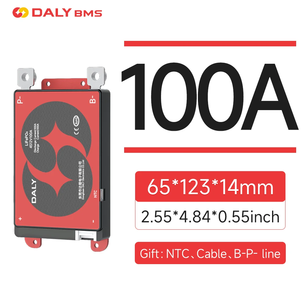 

DALY LiFePo4 BMS 4S 12V 100A Same Port PCB Protection Board and Balance Wire for Lifepo4 Battery Pack Power Electricity Device