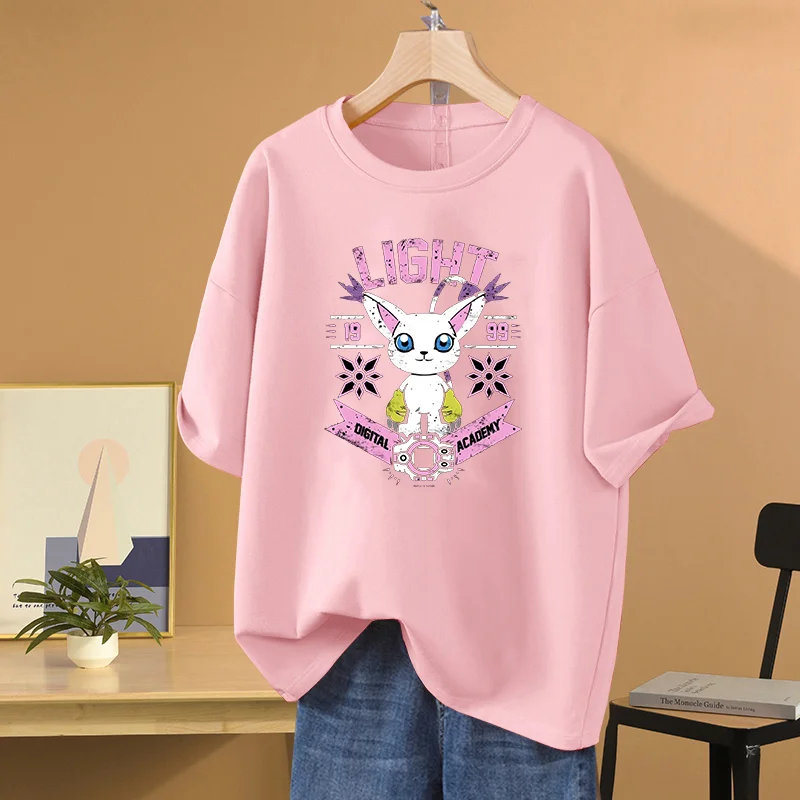 

Anime Digimon T-shirt Tailmon printed casual sports street male and female student role-playing clothing T-shirt