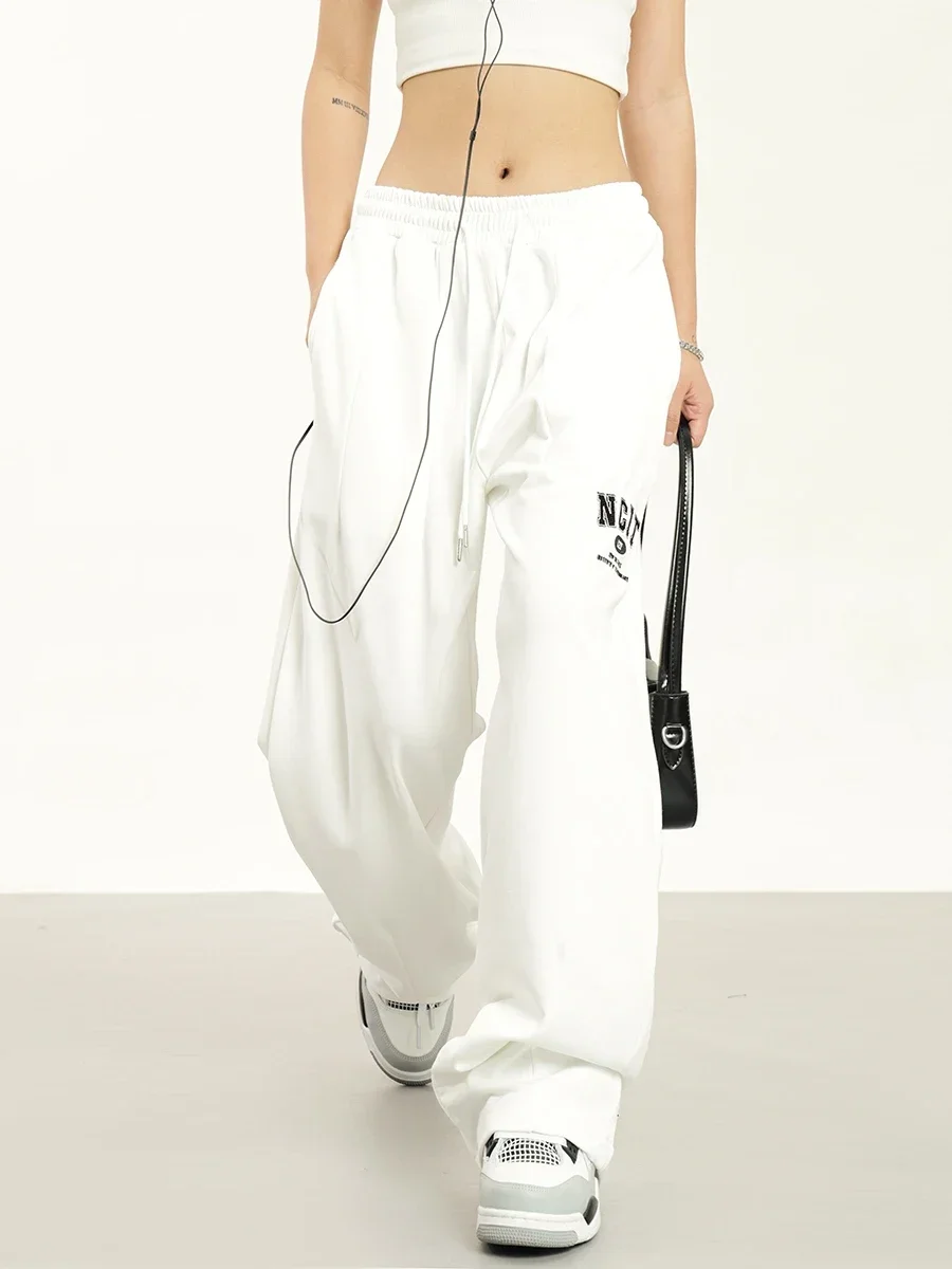 

Vintage Hiphop Sports Pants For Girls Baggy 2023 Aummer Casual Straight Wide Leg Pants Women Letters Sweatpants American Spring