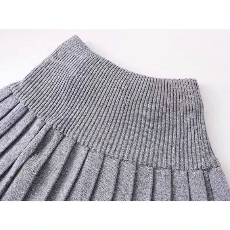Autumn/Winter New Golf Women\'s Outdoor Sports Skirt Simple Elastic Waist A-line Short Skirt Versatile Knitted Folded Skirt