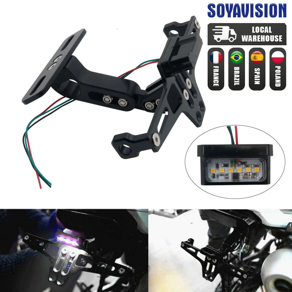 Motorcycle Rear License Plate Mount Holder Turn Signal Lights For Yamaha MT07 MT09 MT10 R1 Kawasaki Z750 Z800 Honda Accessores