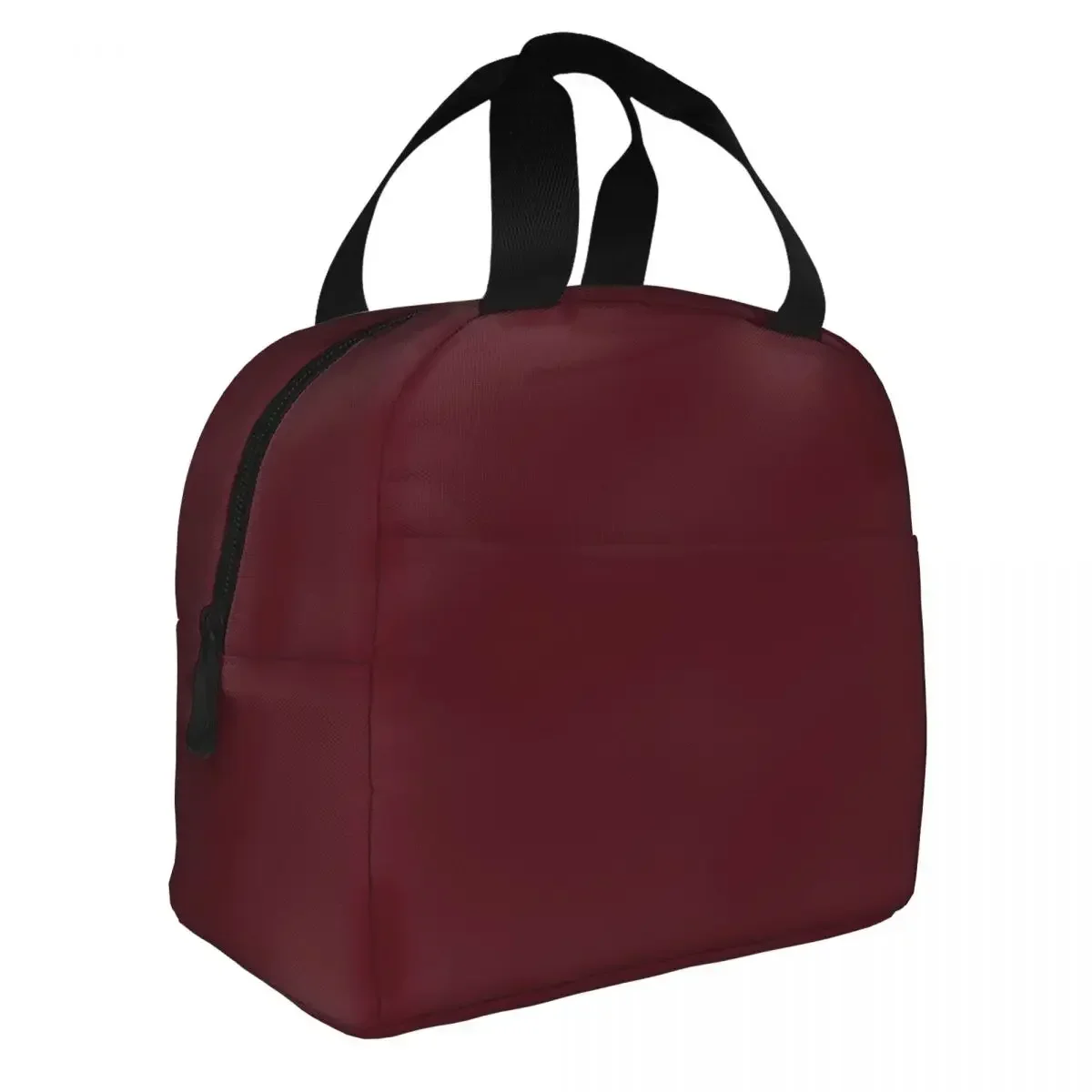 Dark Burgundy Solid Color Lunch Bags Waterproof Insulated Canvas Cooler Thermal Cold Food Picnic Work Lunch Box for Women Girl