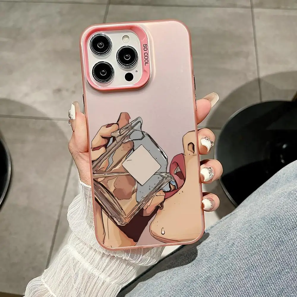 Sexy Rode Lippen Telefoon Case Voor IPhone 11 12 13 14 15 16 17 Pro Max Air Plus Mini Licht Luxe high-end Kleurrijke Zilveren Gevallen