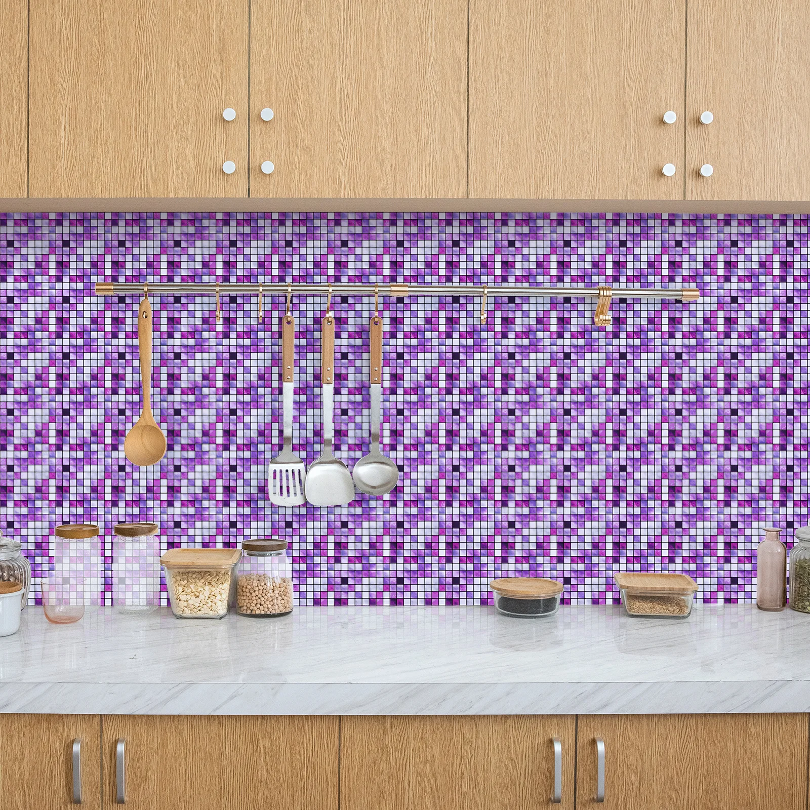 

10Pcs Simulation Tile Stickers Waterproof PVC Wall Decals for Living Room Backsplash Decorative Sticky Mural