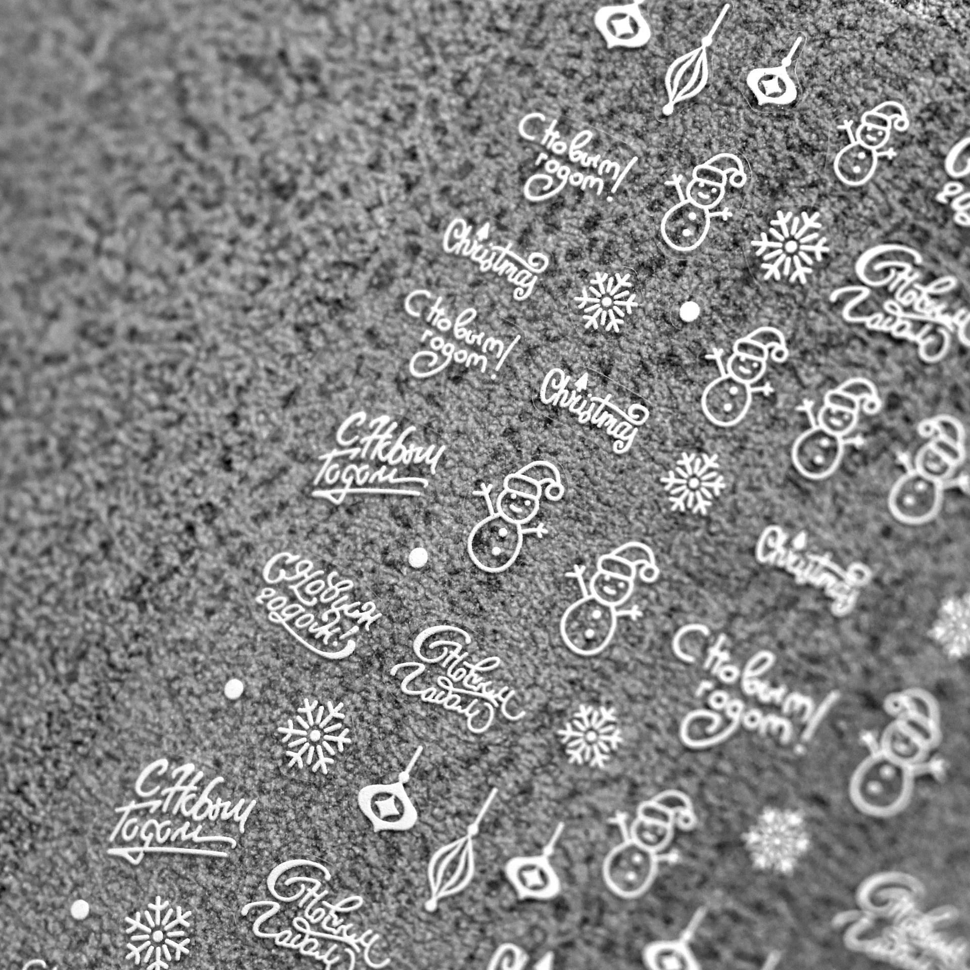 1 piece of 5D thin and tough nail art stickers three-dimensional simple nail stickers white Christmas series nail art stickers