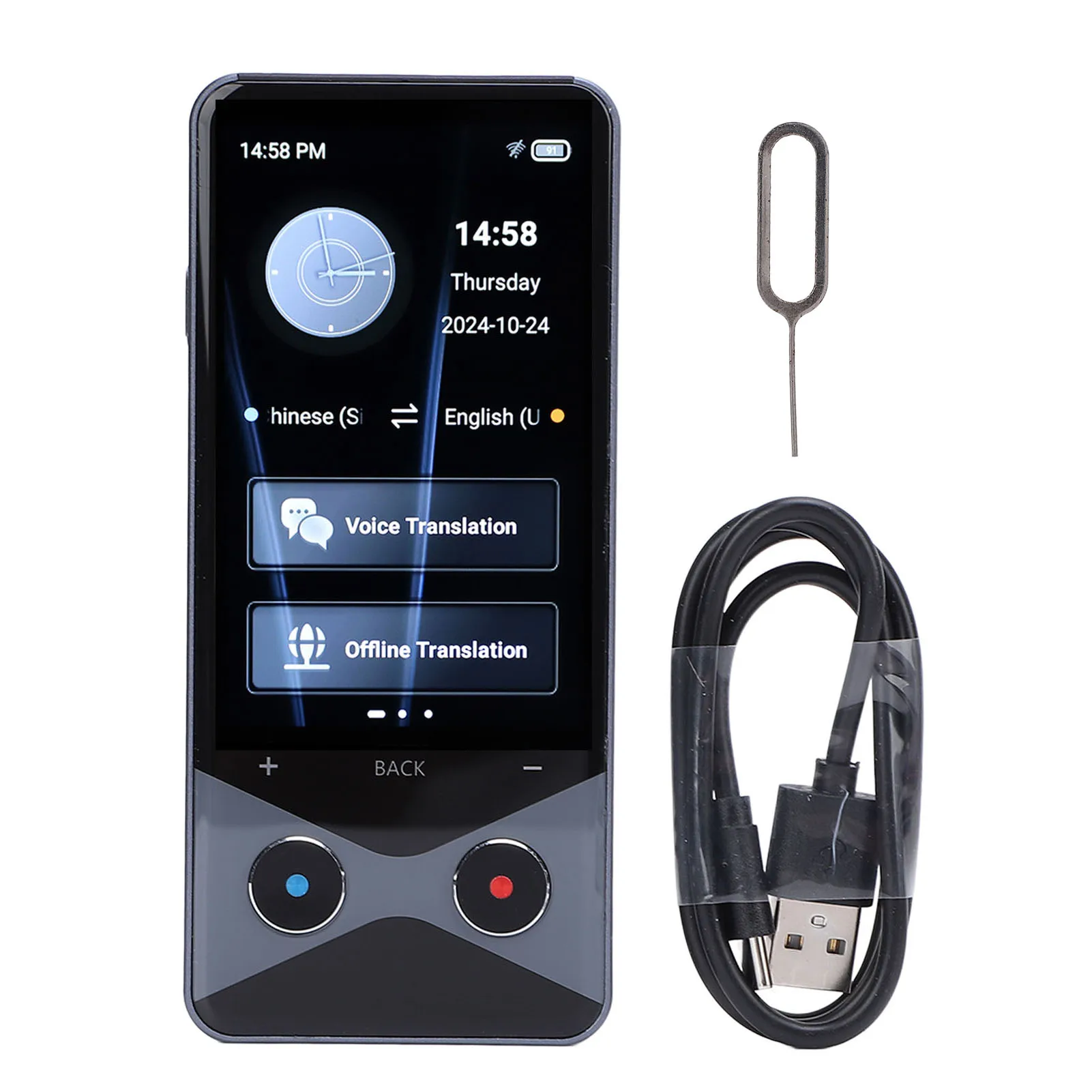 Tradutor de idiomas AI Tela de 3,7 polegadas 5MP Tradução de fotos 137 idiomas Dispositivo tradutor de voz para reuniões