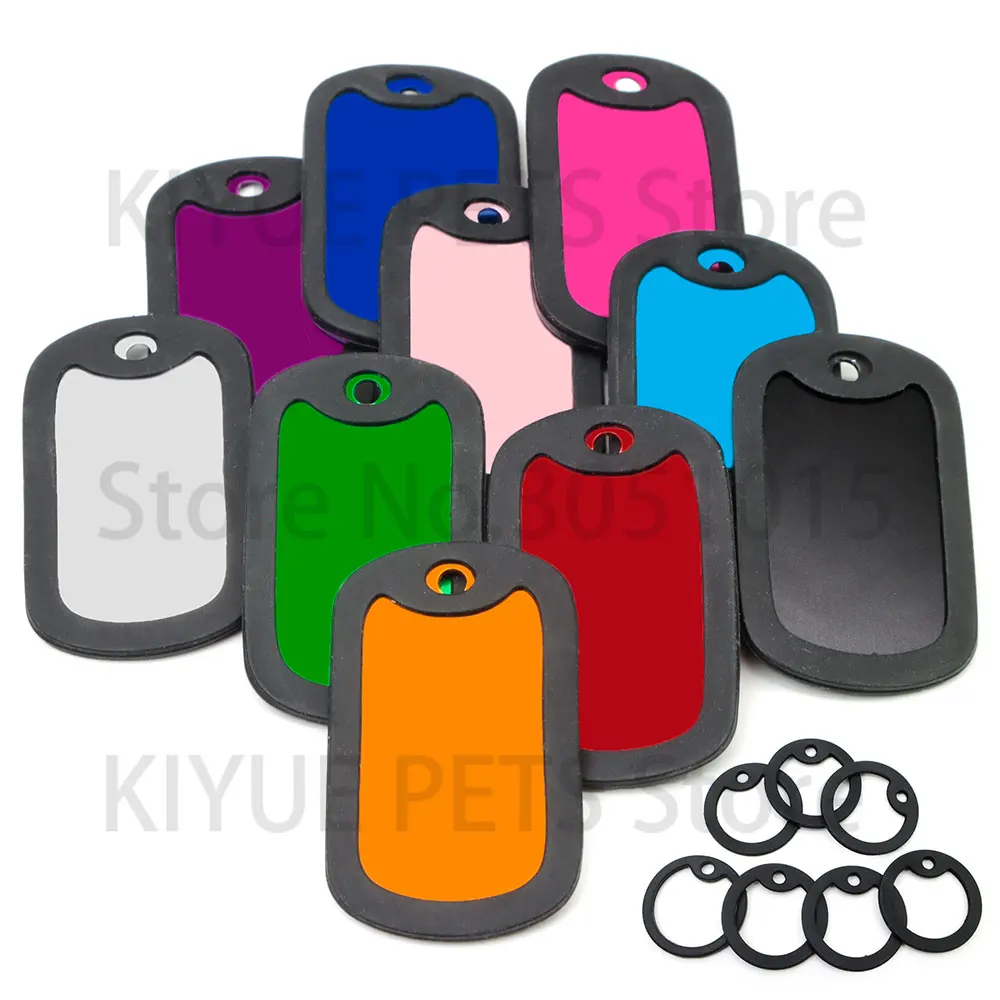 100 szt. Bestsellerowy identyfikator dla psa prostokątny talerz aluminiowy do gumowej sprężystości wisiorek z kotem łańcuszków zapobiegających zgubiony klucz