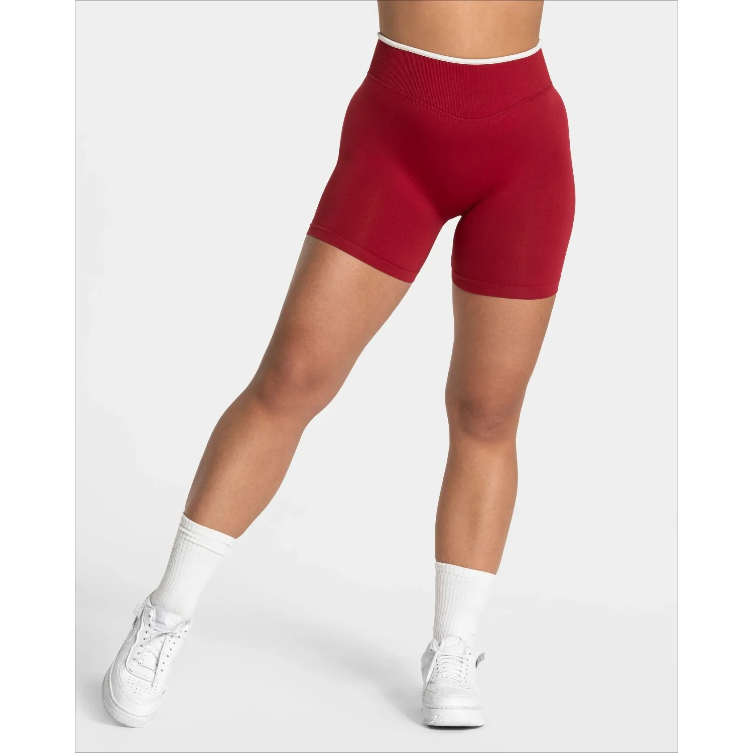 Women's Seamless Gym Solid Color Sports Shorts White Waist Tight High Waist Hip Lifting Yoga Pants Running Sports Shorts image 4
