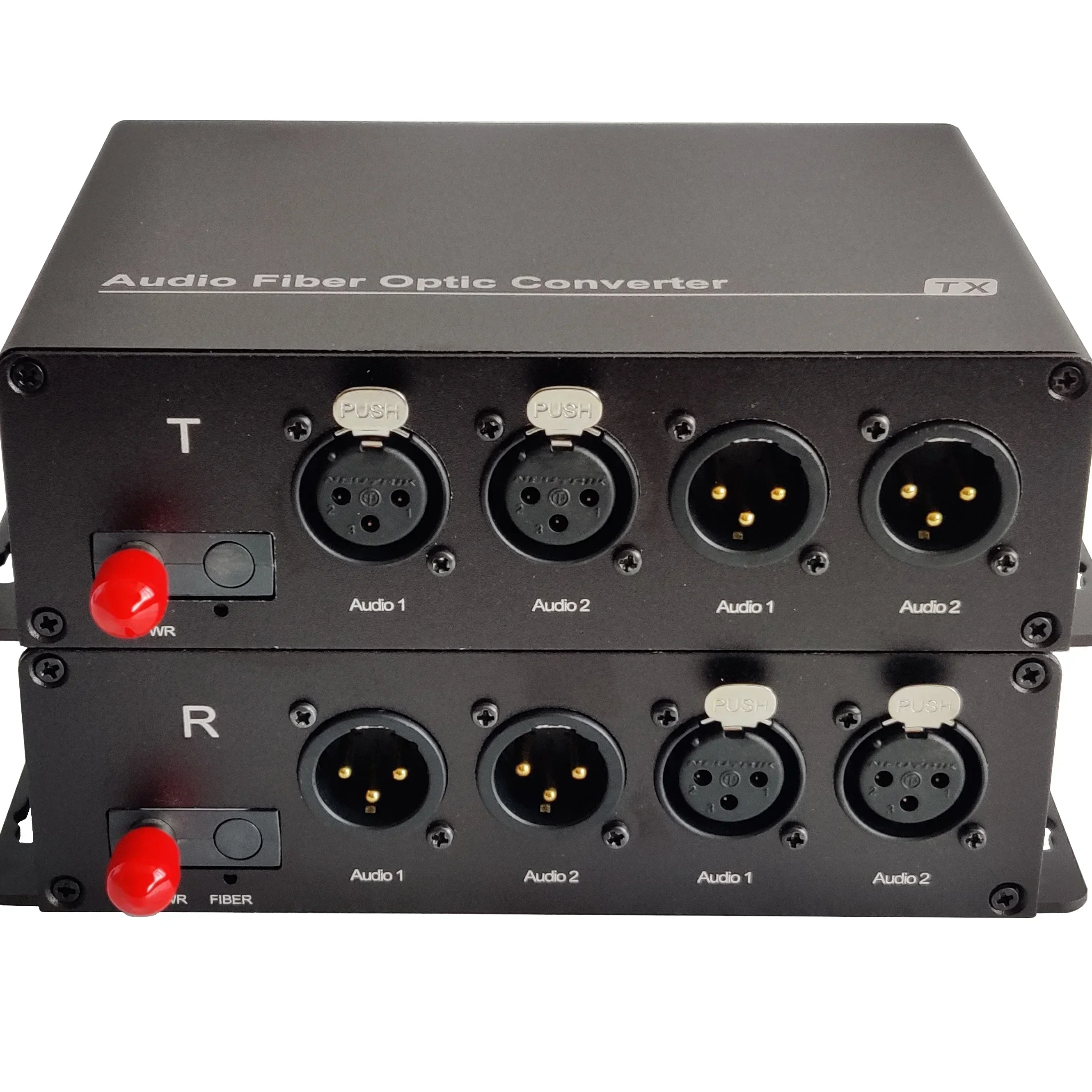 New 48V phantom power supply  2 channel Bidi 20km FC Optical XLR AUDIO to fiber optic converter