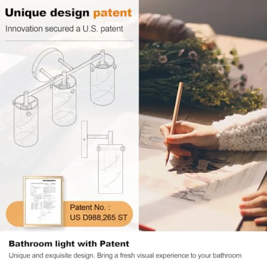 Bathroom Vanity Light Fixtures, Clear Glass Shade Wall Sconces for Mirror, Bedroom, Living Room, Hallway view 5