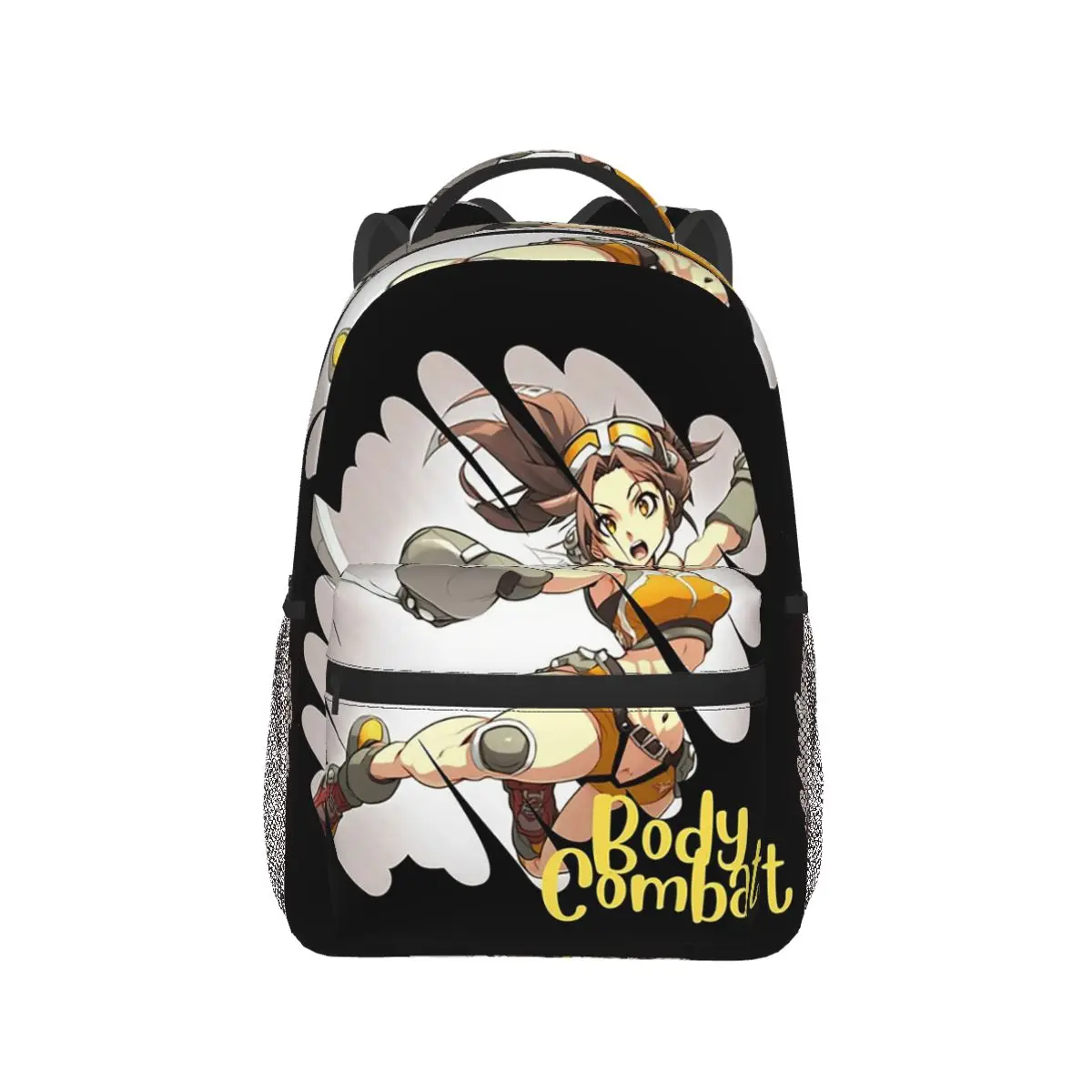 Confident Cartoonish Anime Lady Doing Body Combat Punch Backpack Hot Sale Daypack Large Capacity BookBag School Bag Shoulder Bag