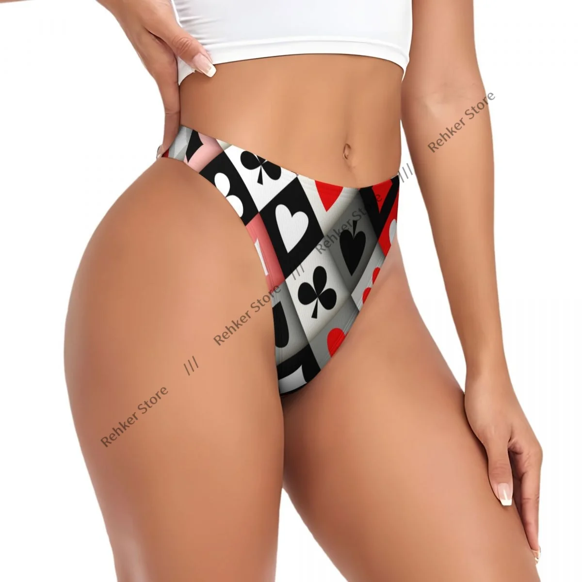 Women's Panties Poker Card Suits Pattern Underwear Sexy Thongs Lingerie G-Strings