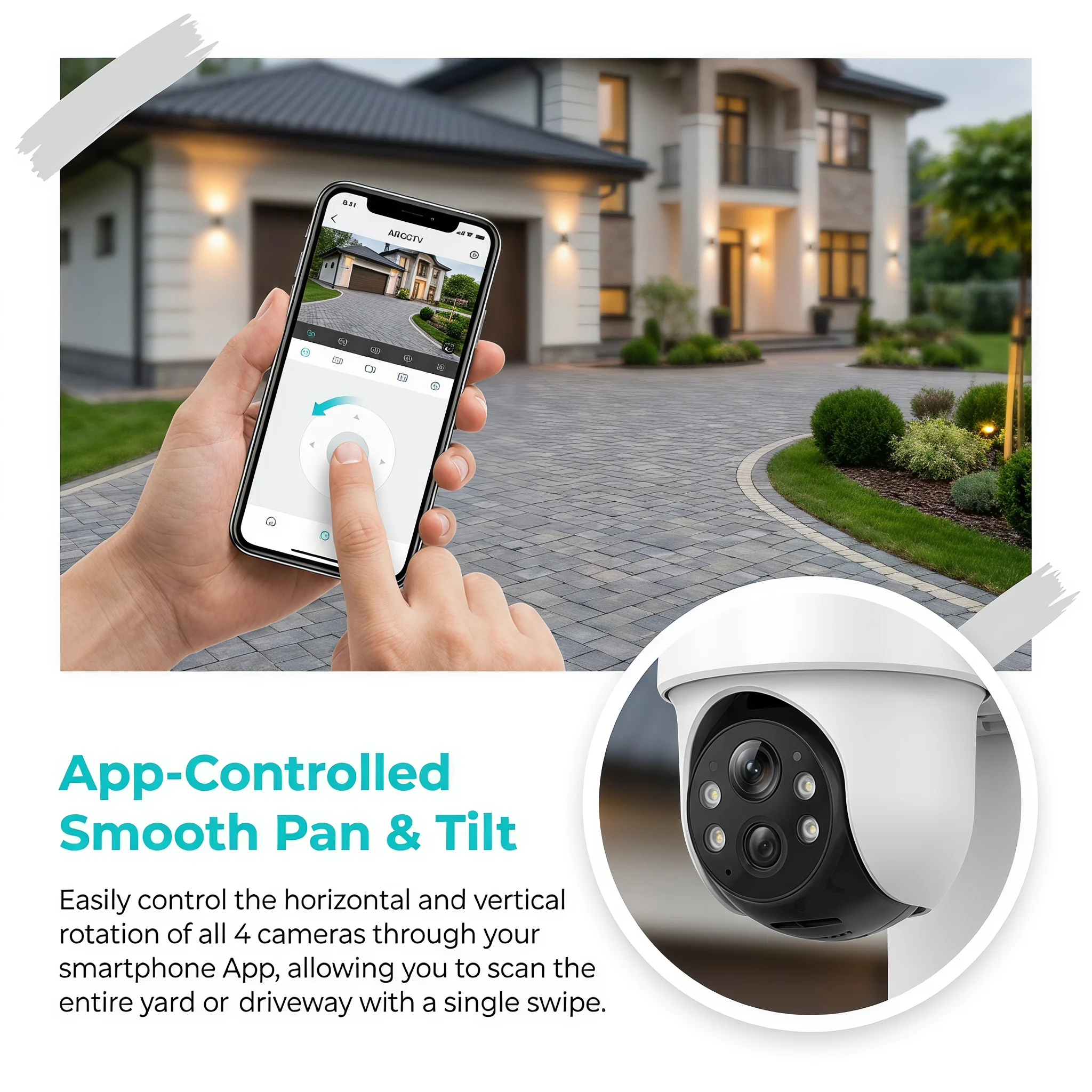 ARCCTV 4MP Solar Wifi Kamera Kit Outdoor Wireless Sicherheit Überwachung Kamera Set Sirene Alarm Humanoiden Erkennung Zwei-wege Audio – Detail 6
