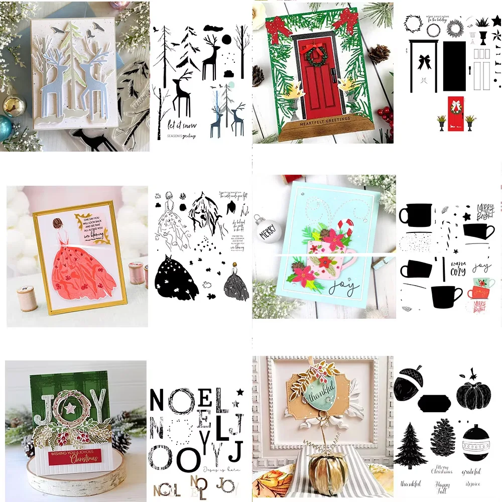 Weihnachtsfreude von Noel Winter Wonder Stempel und Stanzformen Herbsternte Tassen Stempel für DIY Scrapbooking Basteln Kartenherstellung 07