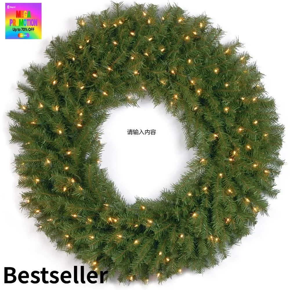 

Предварительно освещенный рождественский венок Norwood Fir с белыми огнями, 42 зеленого цвета, коллекция National Tree Company