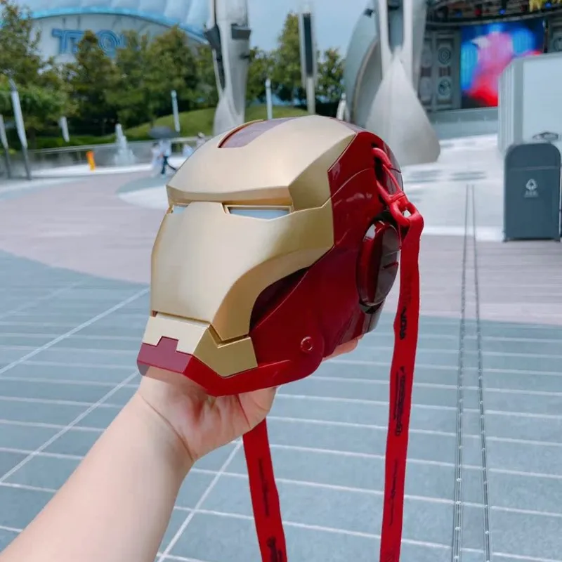 Genuine Marvel Iron Man Cartoon Helmet Popcorn Bucket Plastic Sound And Light Toys Portable Storage Box Peripheral Cool Gifts