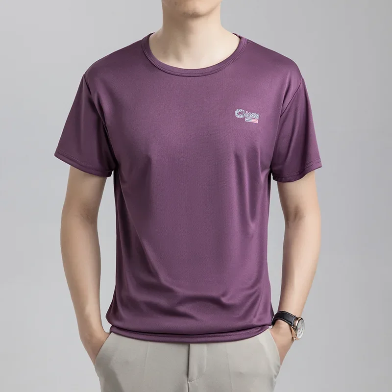 Summer Ice Silk T-shirt Men's Cold Short Sleeve O-neck Stretch Quick-drying Breathable Sports Shirt T Shirt Men image 4