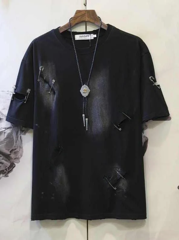 Modisches, großes, trendiges Lochmuster-T-Shirt für Herren und Damen – Sommerliches, lässiges und bequemes Oberteil