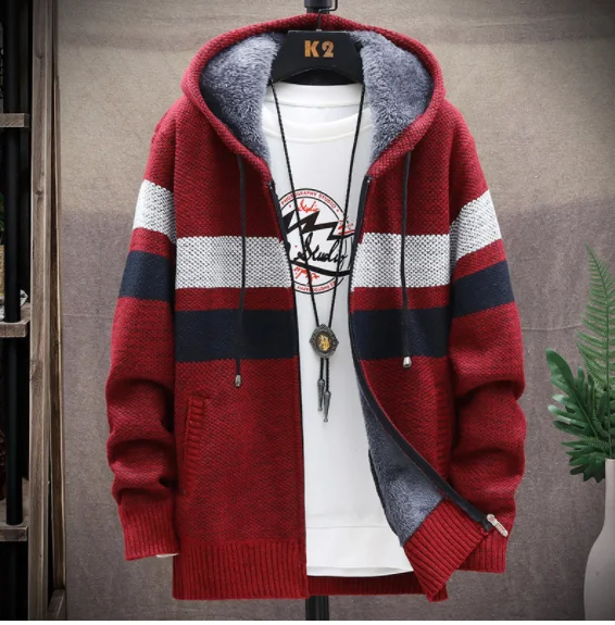 2023 Autumn/Winter New Men's Fashion Casual Loose Sweater Men's Fleece and Thick Warm Large Size High Quality Cardigan Coat
