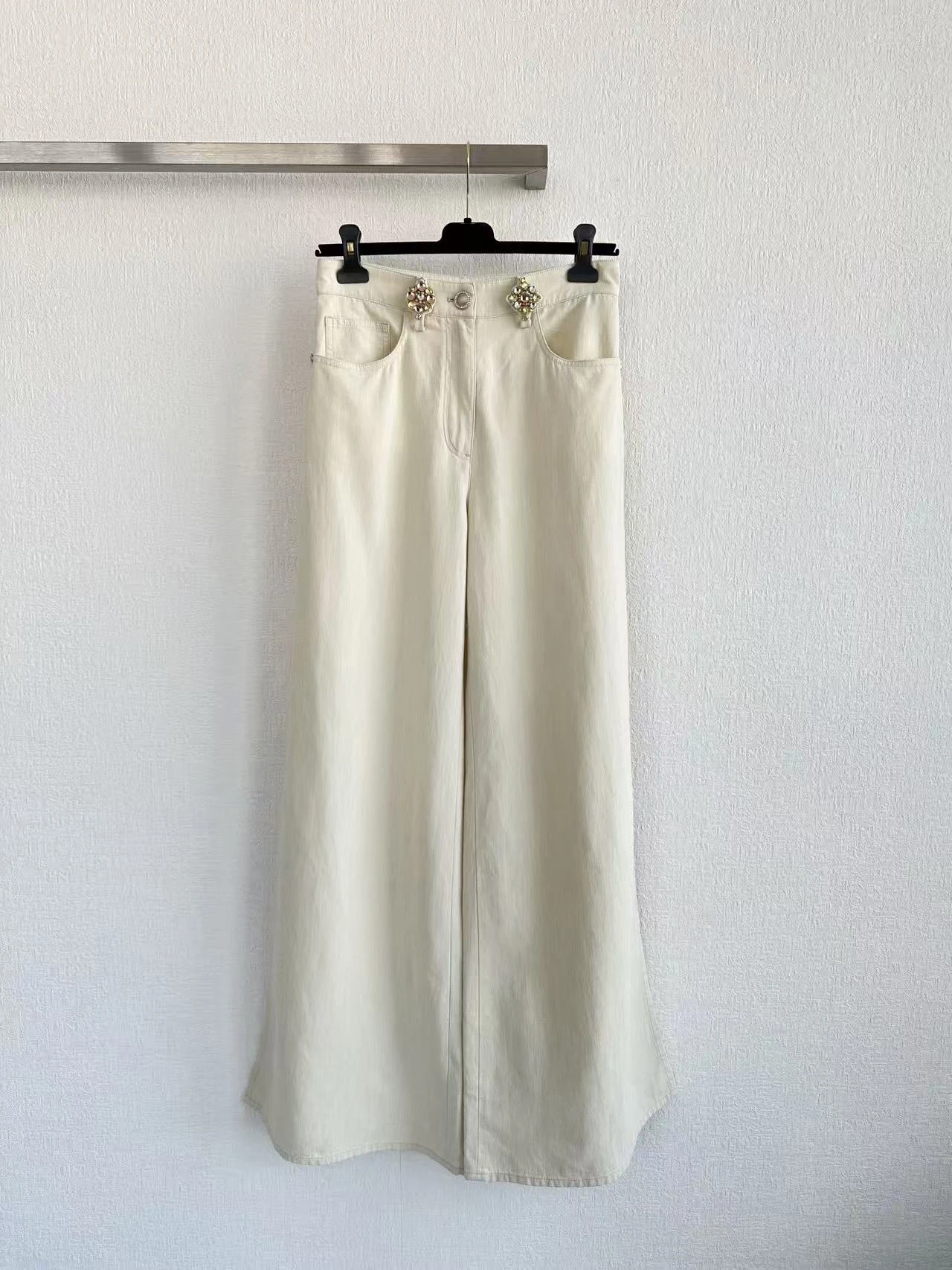 

Luxury brand new style Diamond studded wide leg pants made of cotton, wool, linen and other blended fabrics