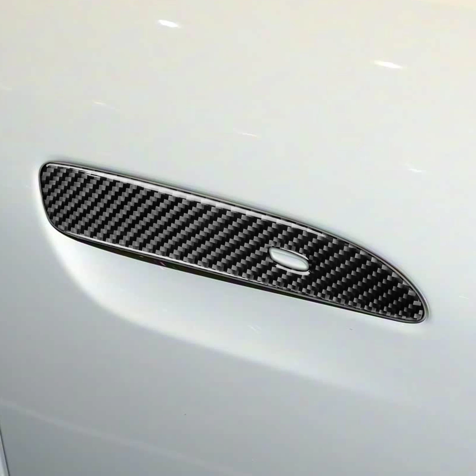 For Porsche Taycan 2019-2026 Carbon Fiber External Door Handle Switch Panel Cover Decorative Car Accessories Decoration Sticker