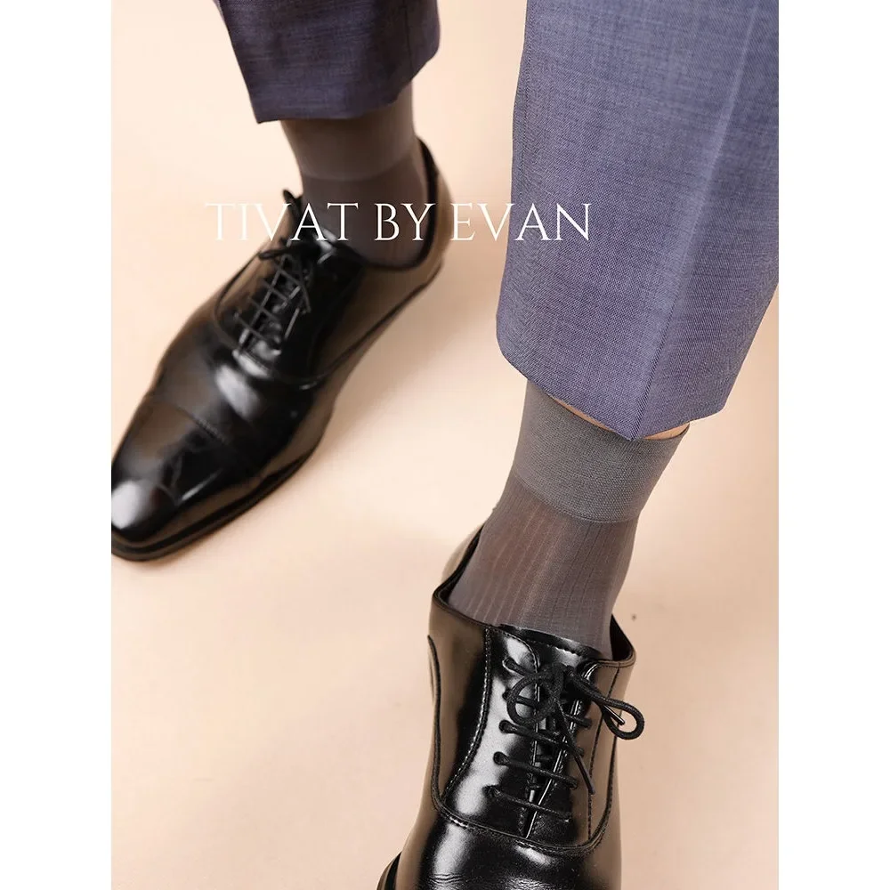 3 Pairs Brand Men Socks High Quality Breathable Soft Ankle Socks for Men Sexy Grey Stripe Formal Wear Dress Business Stockings