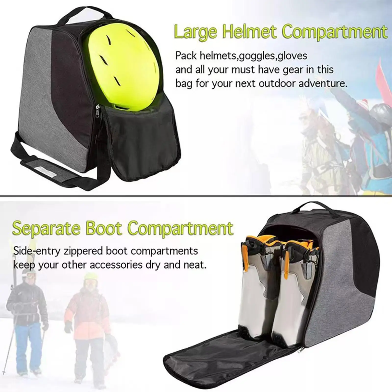 Winter Snow Ski Boot Bag Handbag Portable Ski Apparel Gloves Luggage Crossbody Bag for Travel Snowboarding Outdoor Winter Sports