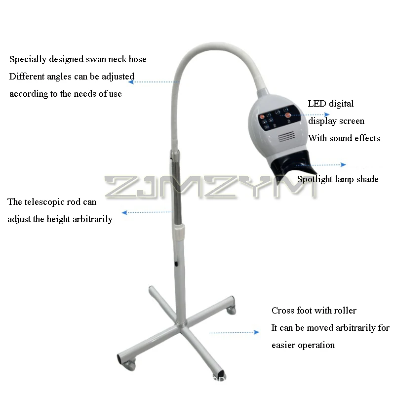 3 Color Teeth Whitening Machine Dental Laboratory Equipment Tooth Whitening Lamp Standing Type Dentistry Cart Bleaching Lamp