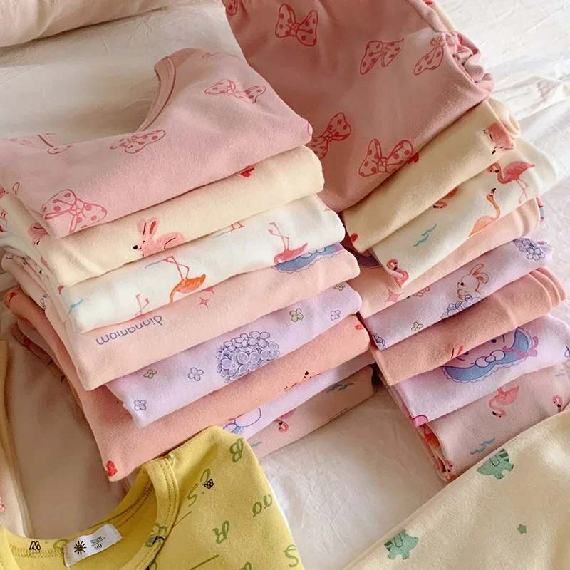 Children's Loungewear 2026 Autumn New Kids Boys Girls Pijama Toddler Baby Cartoon Cute Pajamas Two-piece Set Sleepwear