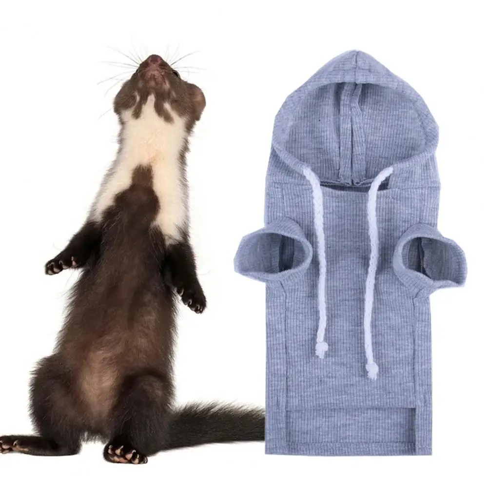 Sudadera con capucha de Hurón, suéter con cordón de Color sólido, forro polar grueso, ropa elástica para hámster y Guinea