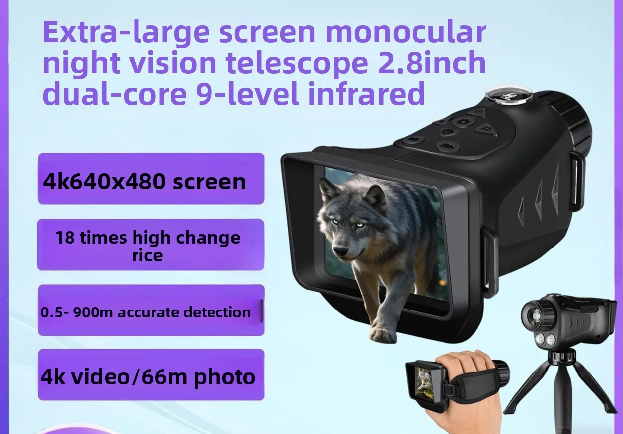 2026 Bestselling Outdoor Monocular Dual-Core Infrared Night Vision Telescope, HD Large Screen Photo and Video Long Battery Life