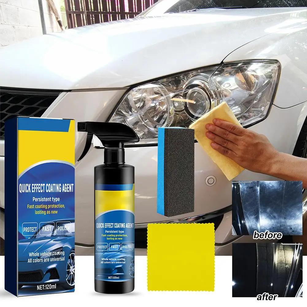 

120ml Car Coating Agent Spray With Towel Sponge Long-Lasting Agent Refurbish Maintenance Polish Auto Cleaner Glass Tool Spr O1P6