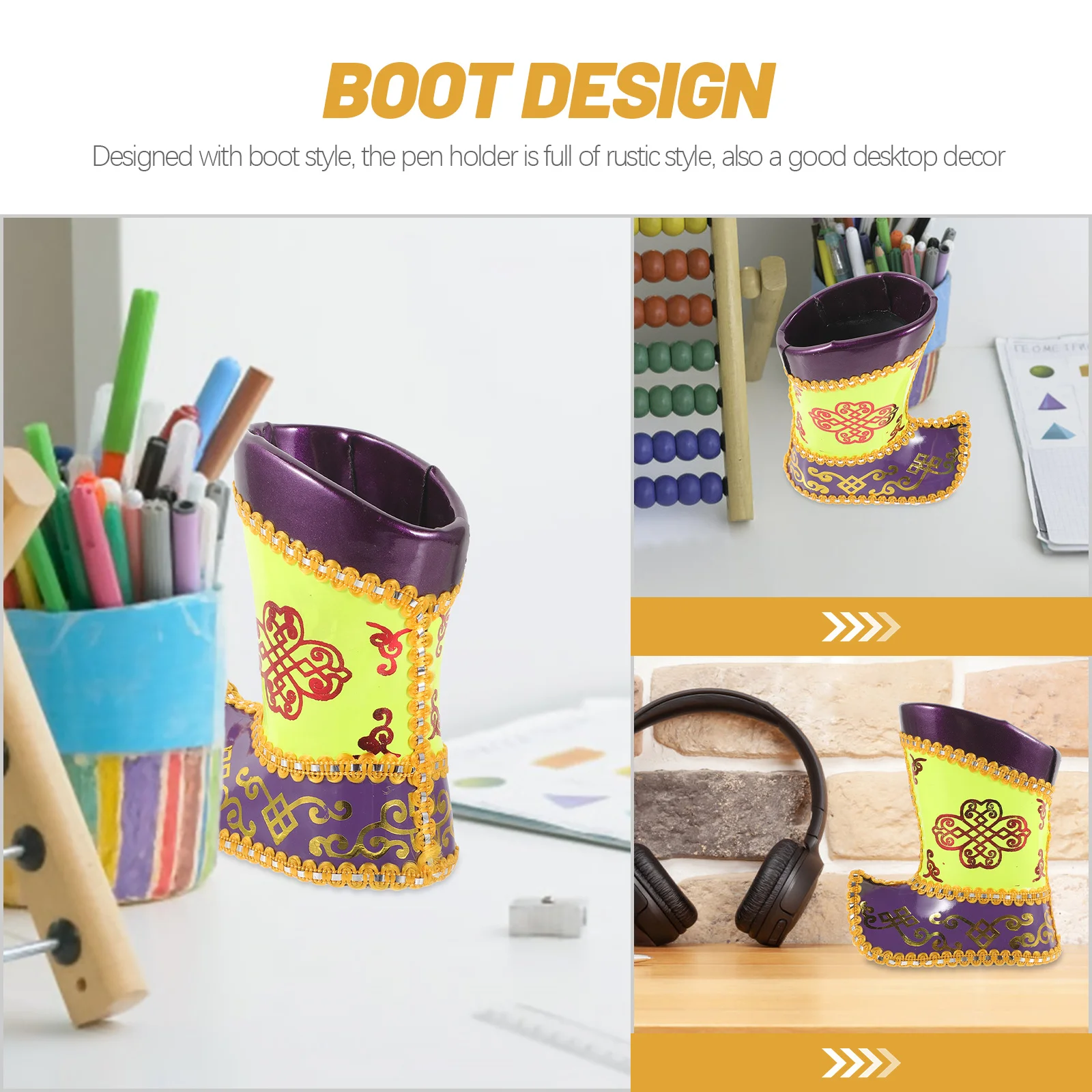 

Mongolian Boot Pen Holder Pencil Buckets for Office Cup Dispenser Metal Holders Desk
