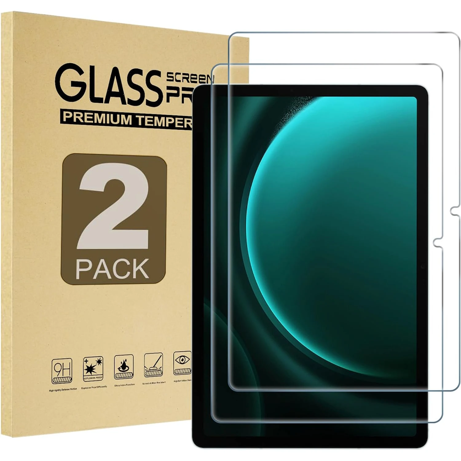 2pcs 9H Tempered Glass Screen Protector For Samsung Galaxy Tab S7 S8 S9 FE Plus 12.4'' 11.0 S5E A7 S6 Lite Tab A 10.1 A8 A9 Plus