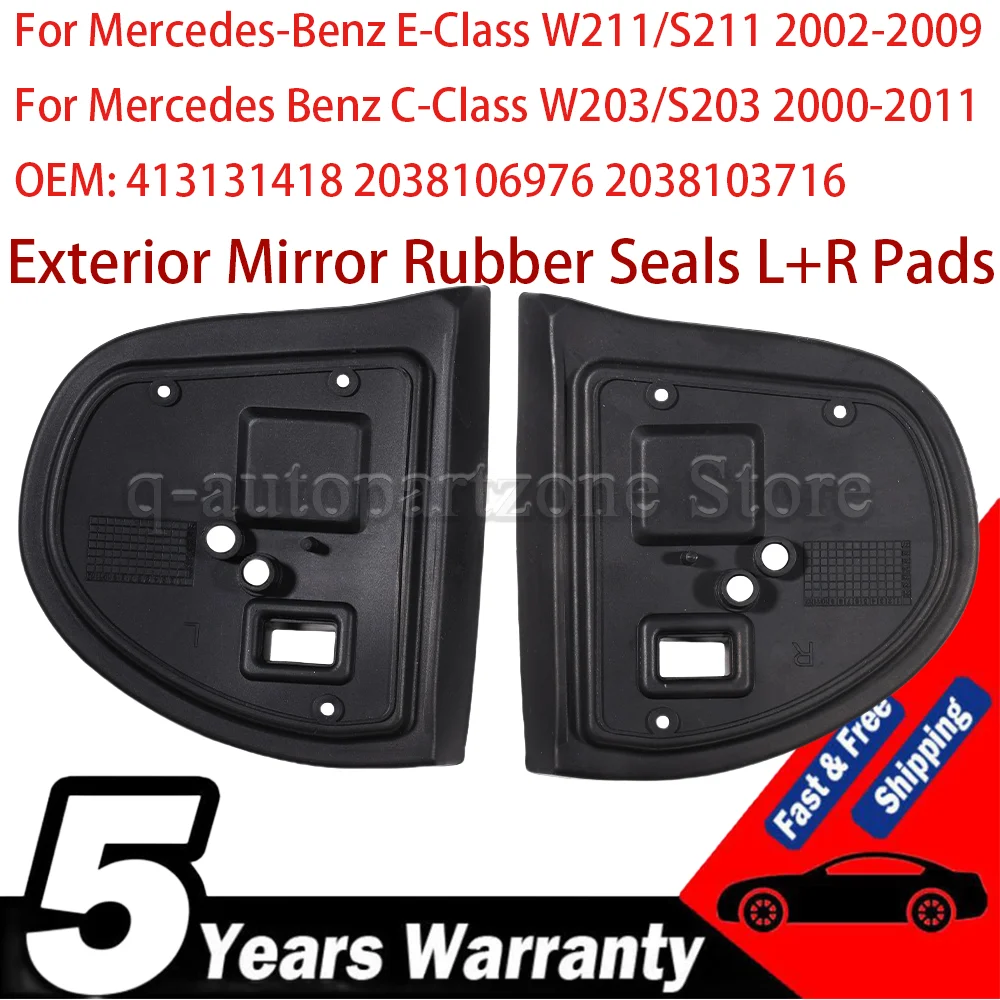 1Pair Car Exterior Mirror Rubber Seals Left+Right Pads 413131418 2038106976 2038103716 LHD for Mercedes Benz W211 S211 W203 S203