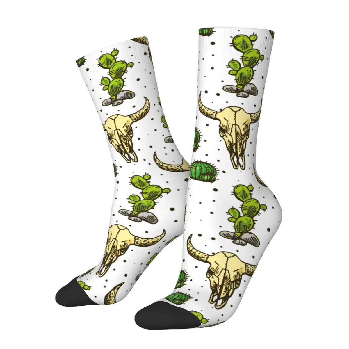 Cactus Bull Skull Socks Male Mens Women Winter Stockings Harajuku