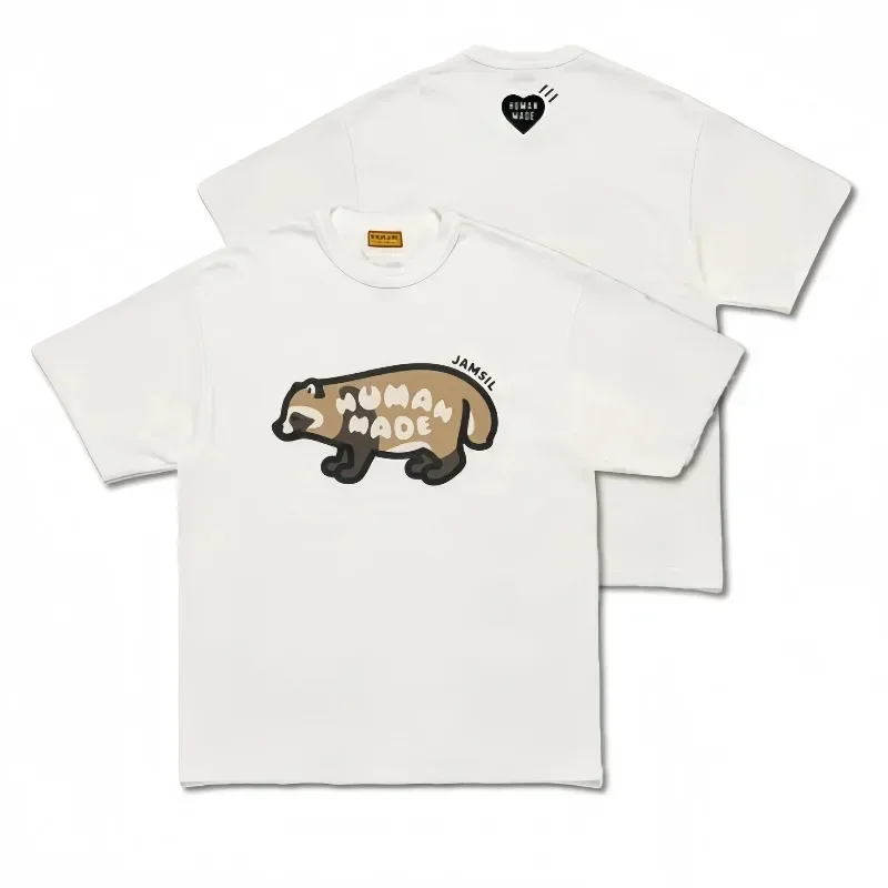 Human Made Raccoon Graphic Slub Cotton T-Shirt, Opening Limited Crewneck Tee for Unisex