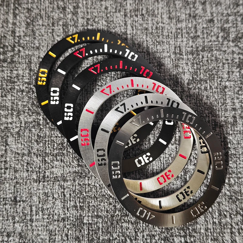Metal Watch Bezel Inserts 41×32MM Etching Sloping Fits Samurai Series PROSPEX SRPB55K1 Watch Case Men's Diving Watch Accessories