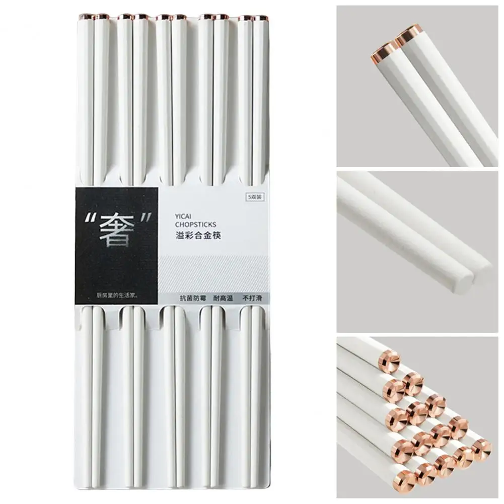 Diner Chopsticks 5 Pairs Fiberglass Chopsticks Set Heat Resistant Anti-slip Kitchen Utensils Food Grade Dishwasher Safe Hot Pot