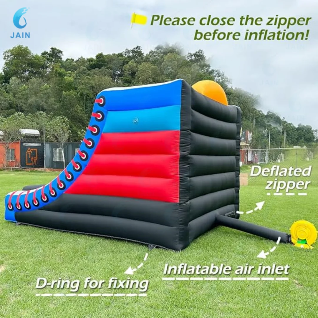 Inflatable Basketball Hoop Shot Inflatable Party Basketball Interactive Game with 5 Hoops, 4 Balls, Air Blower-3x4x3M