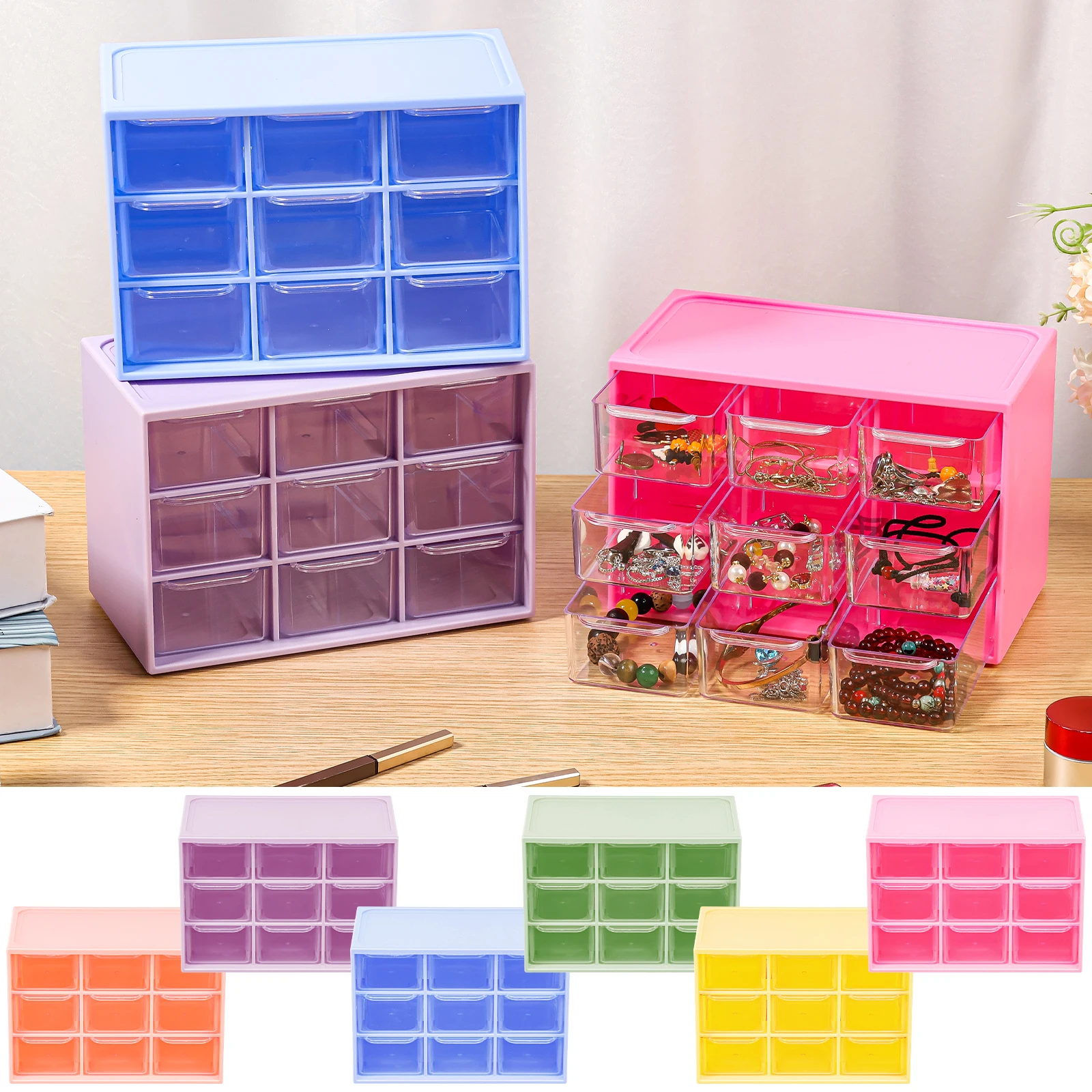 

Organizer Jewelry Organizer Desktop Storage Box Drawer Type Transparent Shelf Stationary Hair Decoration Box Can Be Stacked Orga
