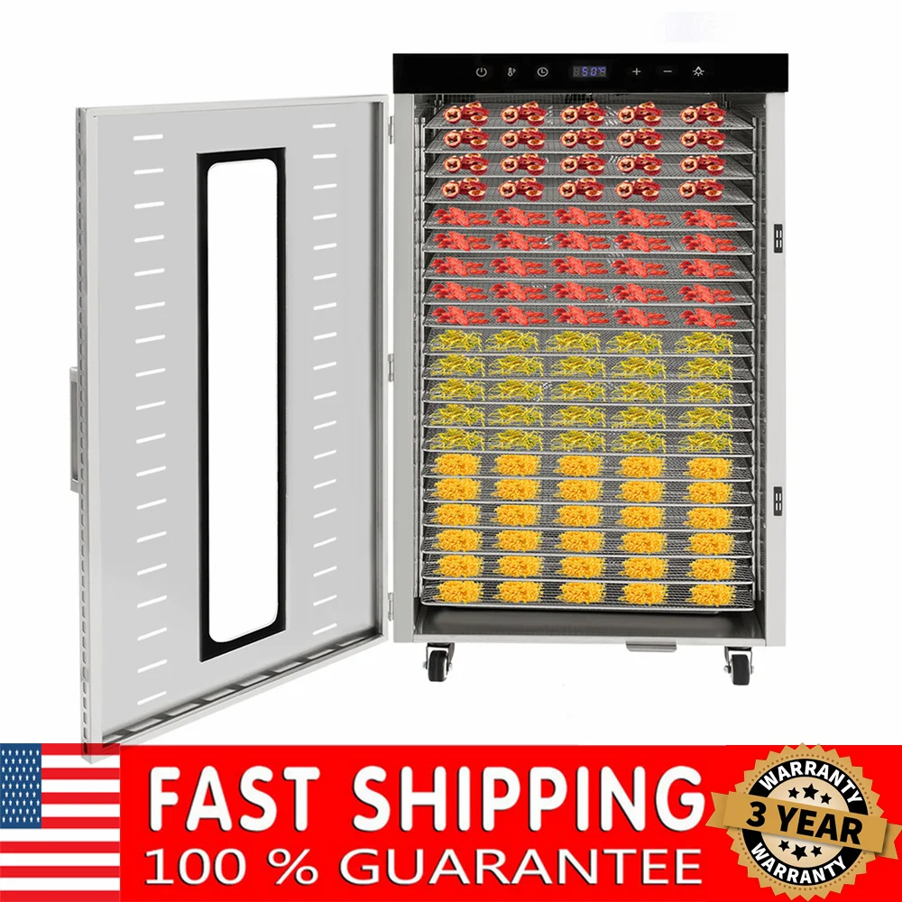 

1700W Commercial Food Dehydrator 20 Stainless Steel Trays, Large Machine Capacity Food Dryer, 24H Timer, 86 ℉ - 194 ℉ Adjustable