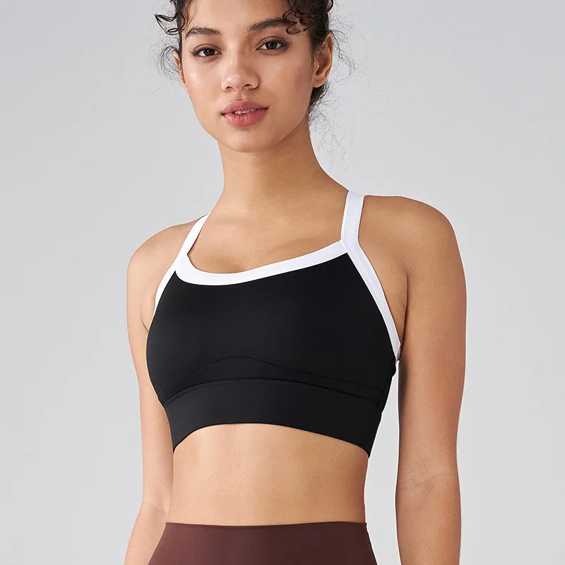 

One-piece Women Summer Patchwork Color With Chest Pad Tank Top Yoga Sports Gym Fitness Running Breathable Comfortable Vest Bra