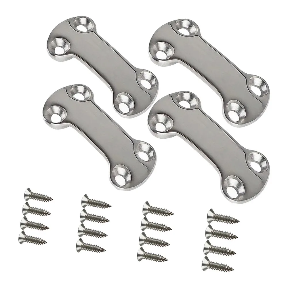 316 Stainless Steel Marine Pad Eye Plates 4pcs Set Tie Down Deck Loops for Secure Deck Cargo Attachment on For Boats and for rvs