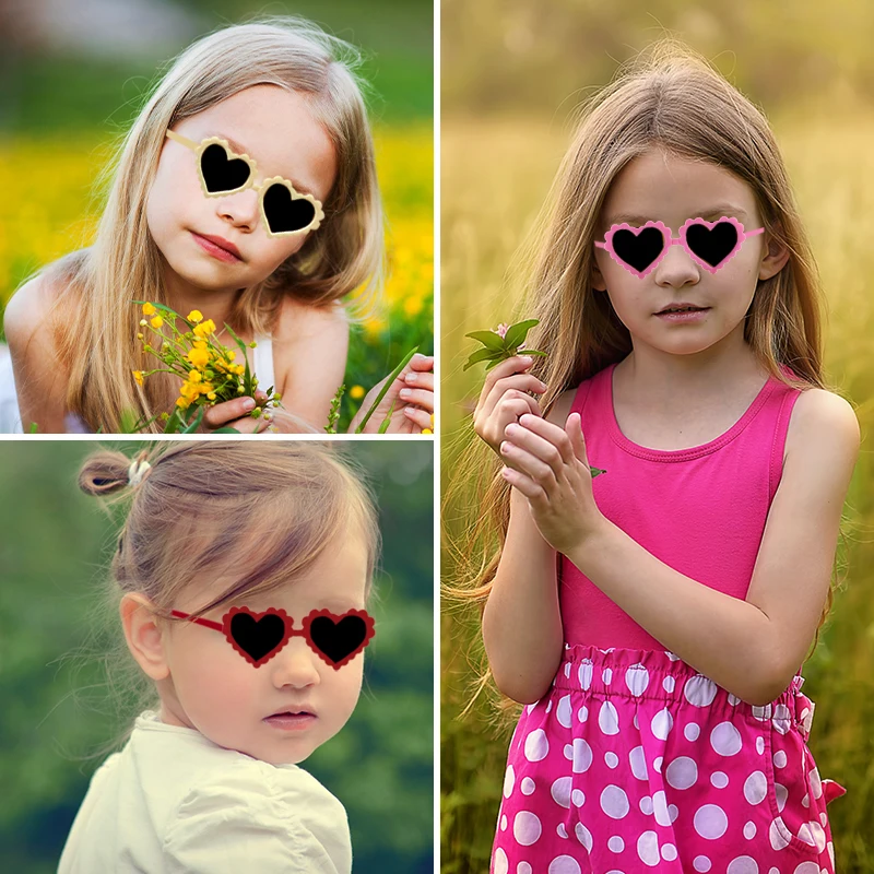 2023 New Children Vintage Colorful Wave Heart Sunglasses UV400 Fashion Outdoor Girls Boys Protection Sunglasses Kids Sun Glasses