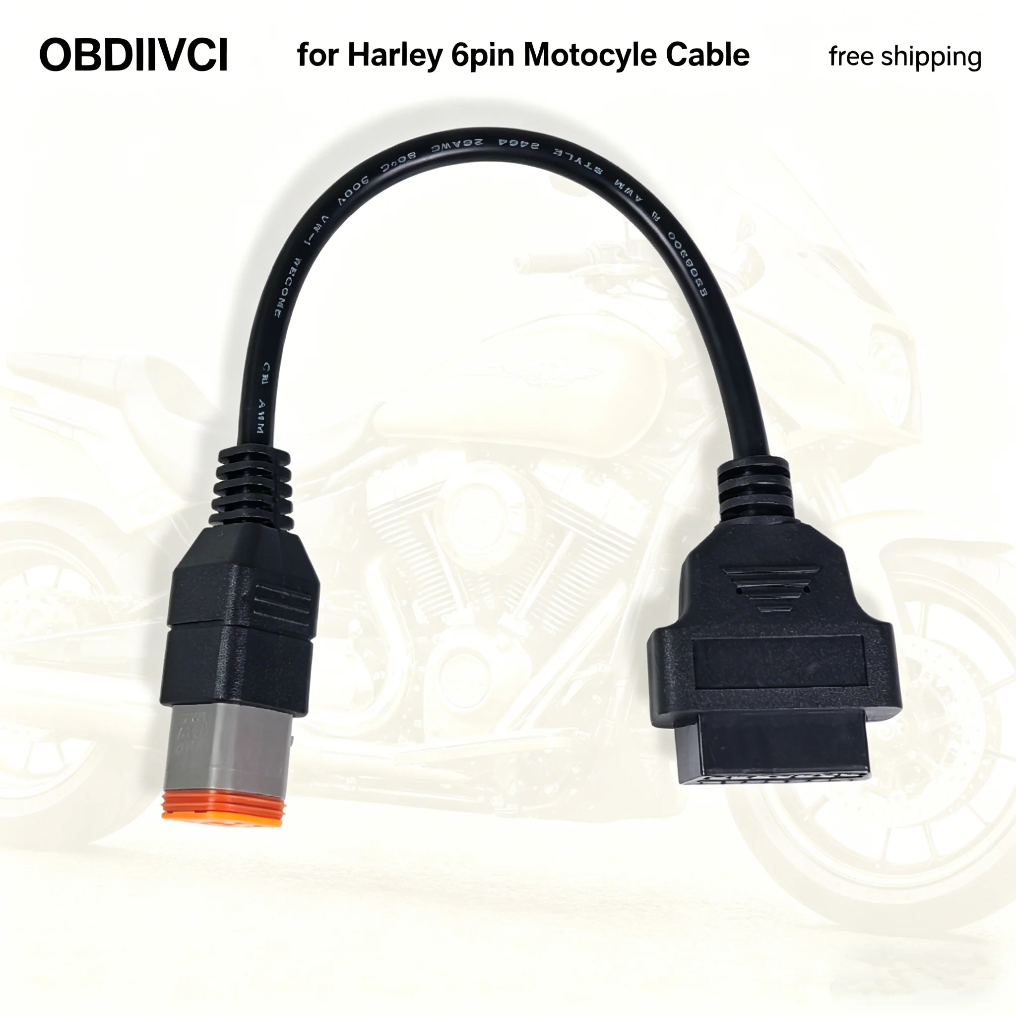 For Harley Moto 6Pin Cable OBD2 Connector Universal K CAN Code Reader Adaptor OBD2 Diagnostic Scanner Cable Adapter