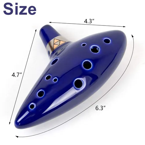 Imagen 2 del producto Ocarina, Instrumento Musical Ocarina de Cerámica Alto C de 12 Tonos con Canciones de Cuello Bolsa de Transporte, Azul