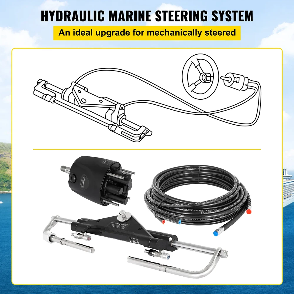 150HP Hydraulic Steering System for Outboard With Helm Pump,Cylinder and Tubes
