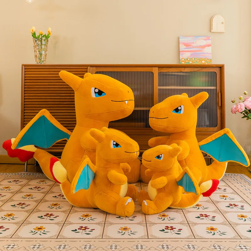 Fire-Breathing Dragon Plush Toy for Kids Cross-Border Rabbit Fur Stuffed Animal Birthday Gift for Boys Dinosaur Pokémon Pillow