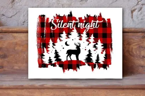 

Metal Aluminium Scottish Themed Metal Sign "Silent Night" Tartan Backdrop